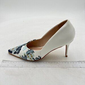 FSJ White Pointed Toe Pumps Stiletto High Heels Slip On Solid Color Dress Shoes